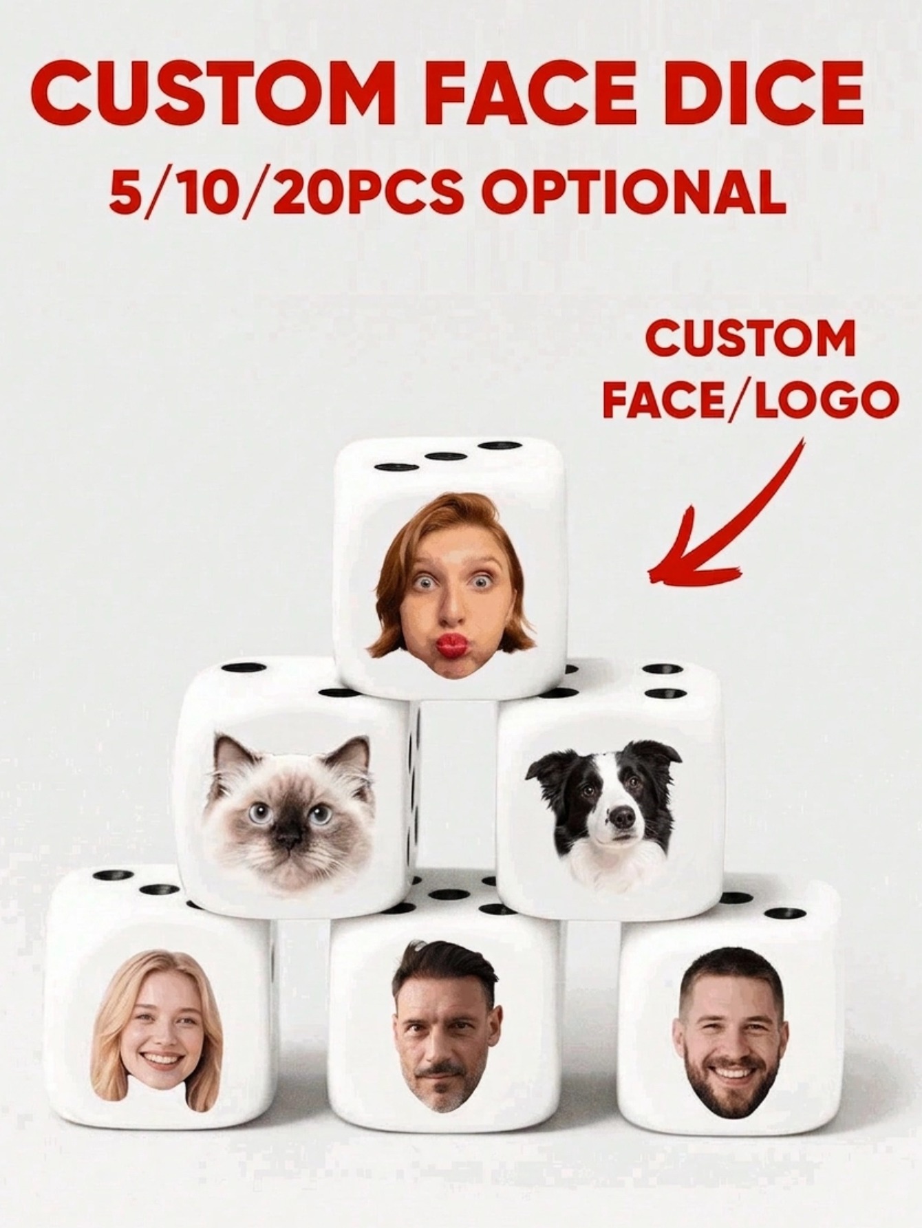 Party Family Games - Aangepaste gezichtsdobbelstenen Gepersonaliseerde gezichtsdobbelstenen Grappige dobbelstenen