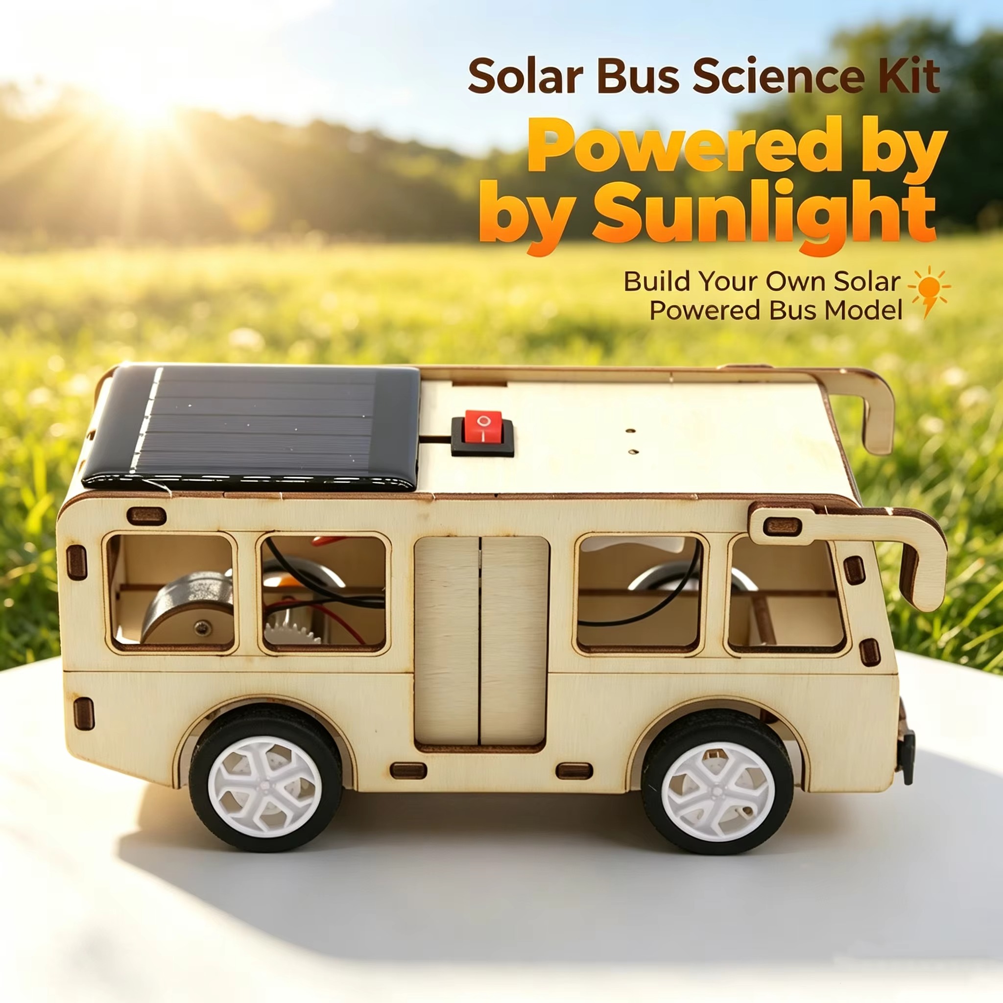 Party Games Bus - DIY Zonne-energie Wetenschapsonderwijs Experiment Speelgoed Handgemaakt