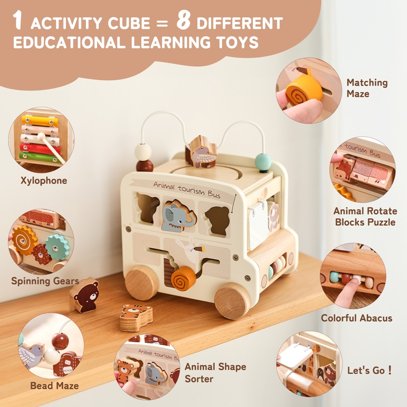 Montessori houten kinderspeelg - Party Games Bus recensie en prijs